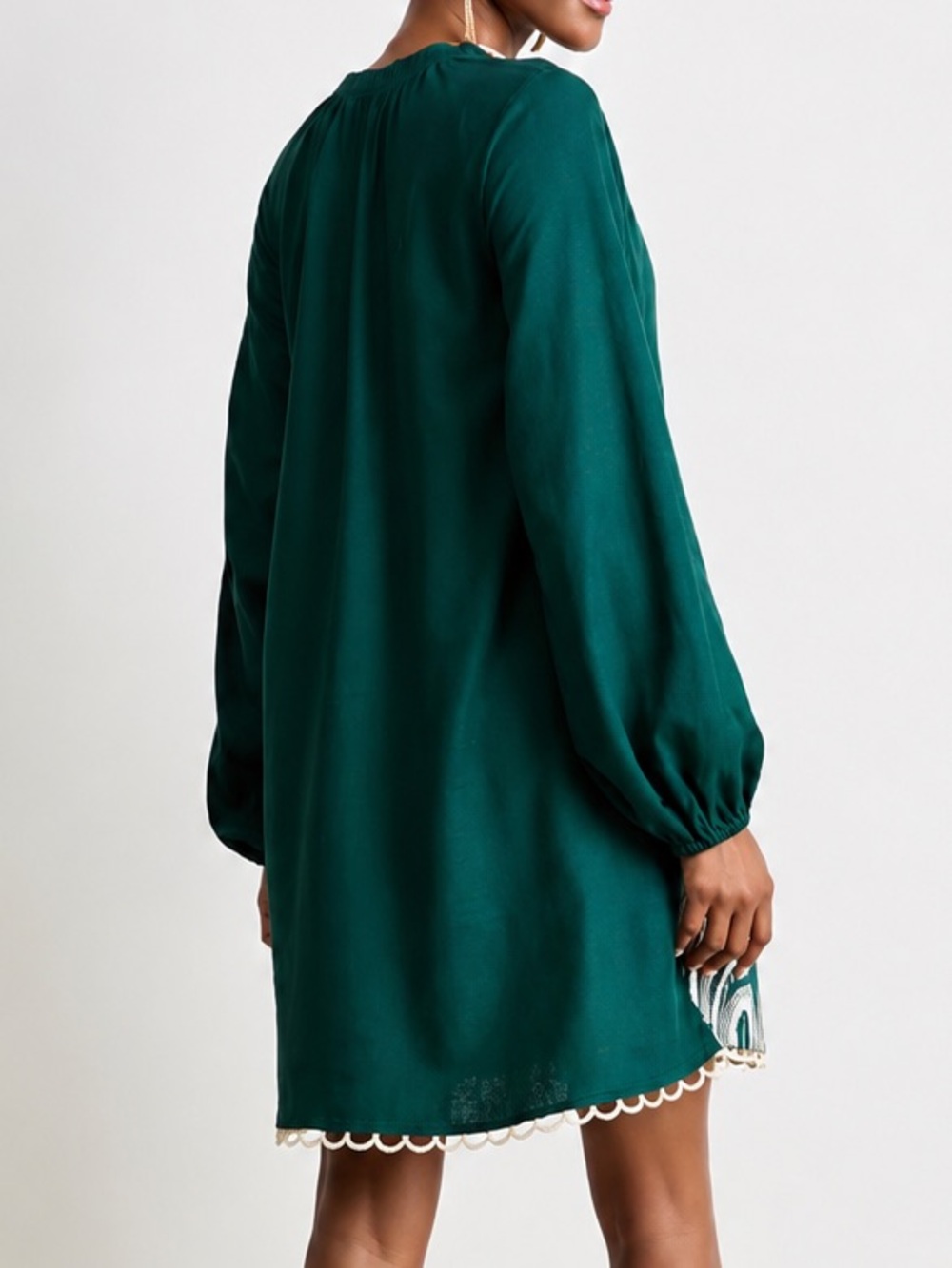 🆕🌲ON34th Alix Friedberg Palm Royale Inspired Tunic Dress Forest Boho LinenBlend - Picture 3 of 17